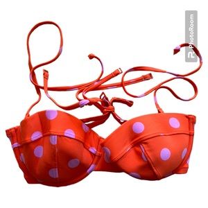 J.Crew polka dot underwire orange pink Bikini Top - size 34B NWOT
